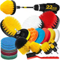 22Pack Drill Brush Attachments Set,Scrub Pads & Sponge, Buffing Pads,Power Scrubber Brush,Car Polishing Pad Kit,Wax Applicator Pad,Car Cleaning Kit,Masonry Brushes,Cleaning Supplies