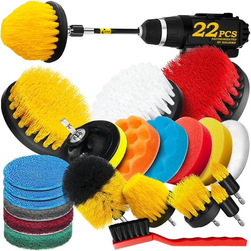 22Pack Drill Brush Attachments Set,Scrub Pads & Sponge, Buffing Pads,Power Scrubber Brush,Car Polishing Pad Kit,Wax Applicator Pad,Car Cleaning Kit,Masonry Brushes,Cleaning Supplies